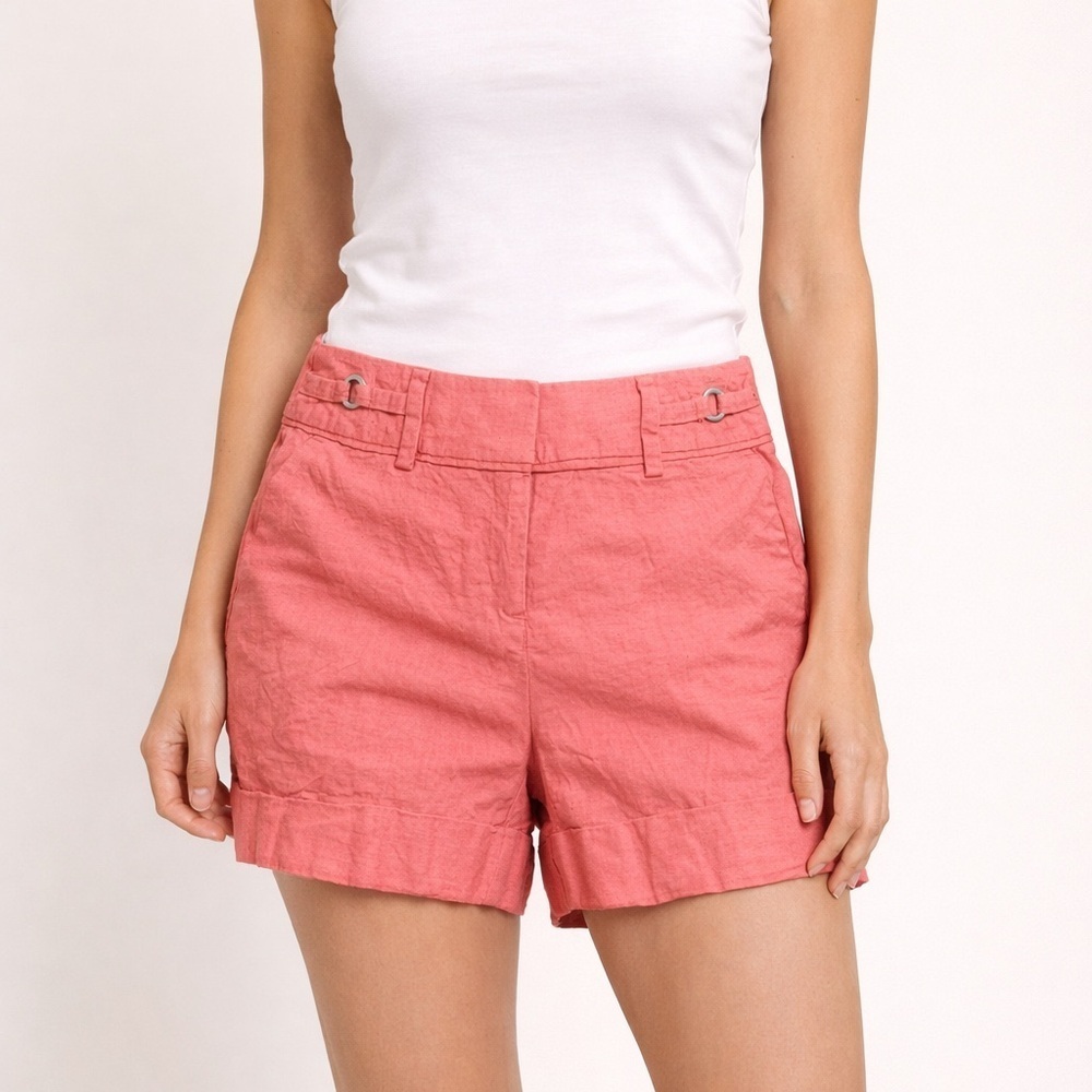7th Avenue New York Linen Shorts Womens 6 Coral Sailor Preppy Y2K Beach Boho